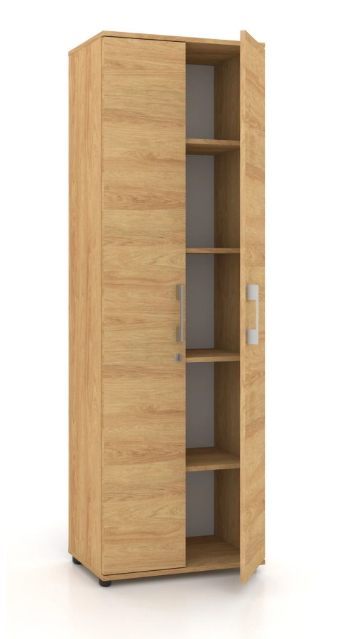 Regał  szafa biurowa G 60 2d HIKORA Naturalna 80 cm z zamkiem na klucz